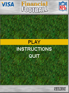 Screenshot of the Financial Football game showing the Play option as selected. Screenshot of the Financial Football game showing the Play option as selected.