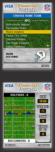 Screenshots of the Financial Football game